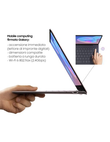 Samsung Galaxy Book S (Intel) 13,3” Earthy Gold Touch Screen Intel® Core™ i5 Windows 10 Home Wi-Fi 6 RAM 8GB Memoria 512GB