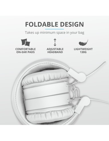 Trust 23909 cuffia e auricolare Cuffie Con cavo e senza cavo A Padiglione MUSICA Micro-USB Bluetooth Bianco