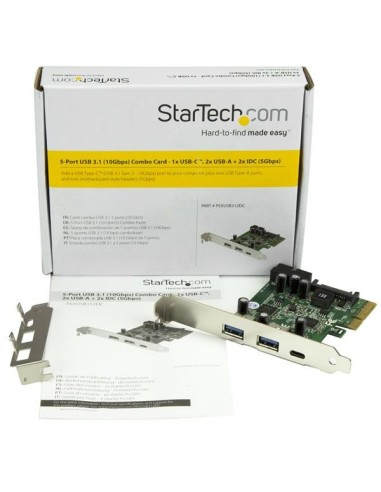 StarTech.com Scheda Combo PCI Express da 5 Porte USB 3.1 (10 Gbps) - 1x USB-C 2x USB-A + 2x IDC ( 5 Gbps)