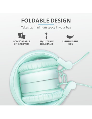 Trust 23912 cuffia e auricolare Cuffie Con cavo e senza cavo A Padiglione MUSICA Micro-USB Bluetooth Turchese