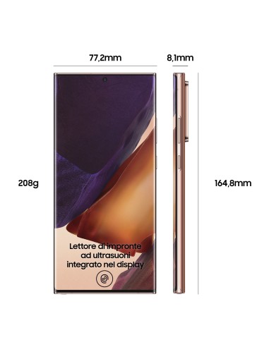 Samsung Galaxy Note20 Ultra 5G Smartphone, Display 6.9" Dynamic AMOLED 2X WQHD+, 3 fotocamere posteriori, 256GB Espandibili,