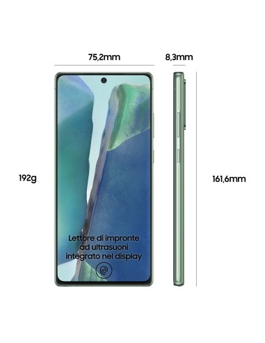 Samsung Galaxy Note20 Smartphone, Display 6.7" Super AMOLED Plus FHD+, 3 fotocamere posteriori, 256GB Espandibili, RAM 8GB,