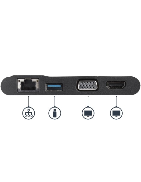 StarTech.com Adattatore USB-C a HDMI 4K o VGA 1080p - Gigabit Ethernet, 5Gbps, USB-A 3.0 - Mini Dock USB type C da viaggio -