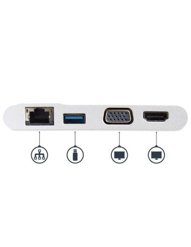 StarTech.com Adattatore multiporta USB-C - Dock da viaggio USB-C a HDMI 4K o VGA 1080p - Gigabit Ethernet, 5 Gbps USB-A 3.0 -