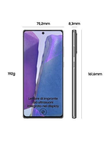 Samsung Galaxy Note20 Smartphone, Display 6.7" Super AMOLED Plus FHD+, 3 fotocamere posteriori, 256GB Espandibili, RAM 8GB,