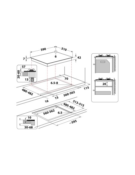 Whirlpool GOA 6423 NB Nero Da incasso 60 cm Gas 4 Fornello(i)