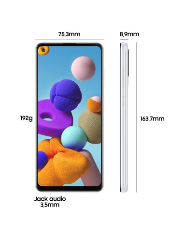 Samsung Galaxy A21s SM-A217F DSN 16,5 cm (6.5") Doppia SIM Android 10.0 4G USB tipo-C 3 GB 32 GB 5000 mAh Bianco