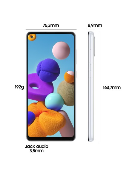 Samsung Galaxy A21s SM-A217F DSN 16,5 cm (6.5") Doppia SIM Android 10.0 4G USB tipo-C 3 GB 32 GB 5000 mAh Bianco