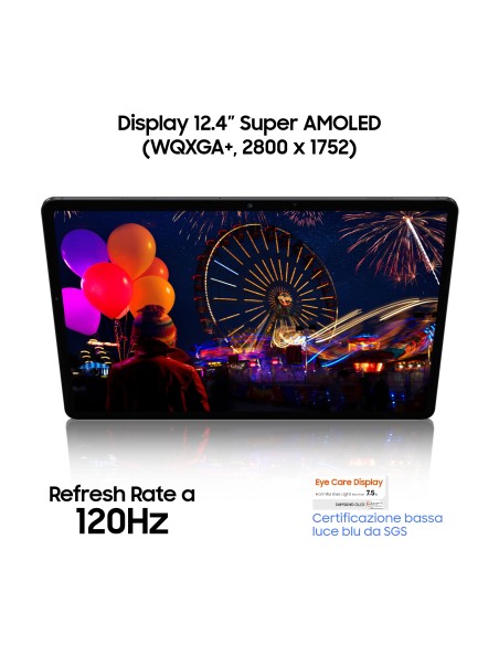 Samsung Galaxy Tab S7+ Wi-Fi SM-T970 128 GB 31,5 cm (12.4") Qualcomm Snapdragon 6 GB Wi-Fi 6 (802.11ax) Android 11 Nero