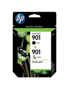 HP 901XL High Yield Black 901 Tri-color 2-pack cartuccia d'inchiostro Originale Resa elevata (XL) Nero, Ciano, Magenta, Giallo