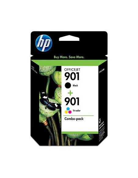 HP 901XL High Yield Black 901 Tri-color 2-pack cartuccia d'inchiostro Originale Resa elevata (XL) Nero, Ciano, Magenta, Giallo