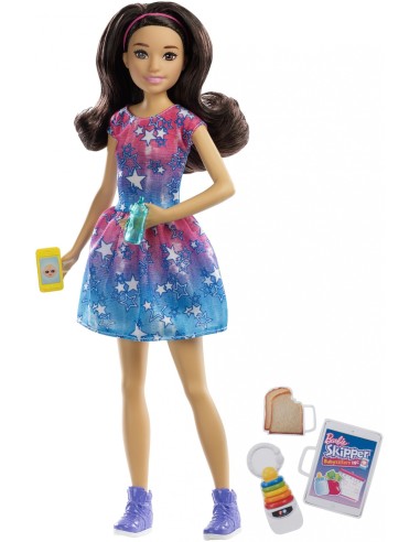 Mattel Barbie Babysitter, Skipper e i suoi Amici con Telefonino e Biberon, Assortimento, FHY89