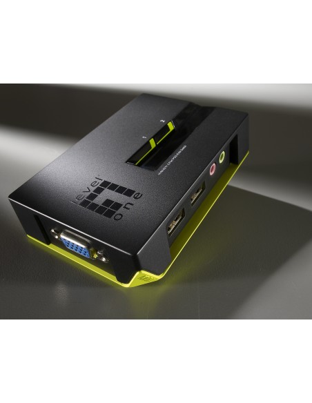 LevelOne KVM-0221 switch per keyboard-video-mouse (kvm) Nero, Verde