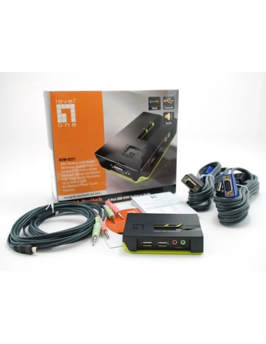 LevelOne KVM-0221 switch per keyboard-video-mouse (kvm) Nero, Verde