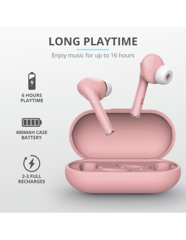 Trust Nika Auricolare True Wireless Stereo (TWS) In-ear Musica e Chiamate Bluetooth Rosa