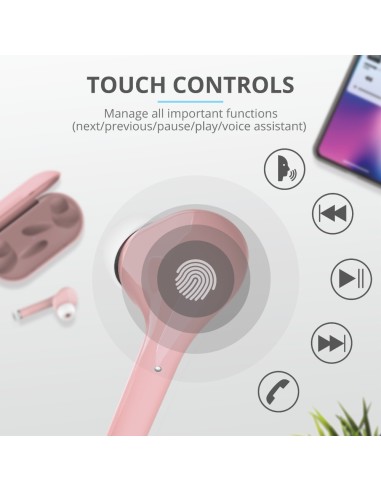 Trust Nika Auricolare True Wireless Stereo (TWS) In-ear Musica e Chiamate Bluetooth Rosa