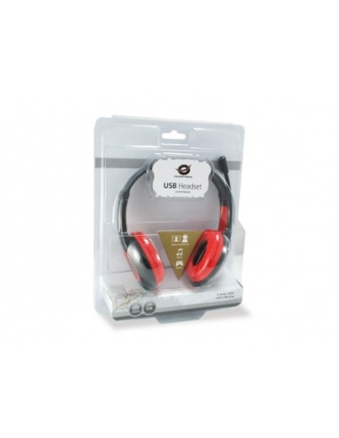 Conceptronic CCHATSTARU2R cuffia e auricolare Cablato A Padiglione Musica e Chiamate USB tipo A Rosso