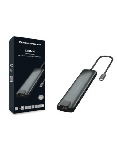 Conceptronic DONN06G hub di interfaccia USB 3.2 Gen 1 (3.1 Gen 1) Type-C 5000 Mbit s Nero, Argento