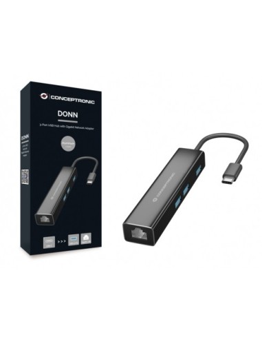 Conceptronic DONN07B hub di interfaccia USB 3.2 Gen 1 (3.1 Gen 1) Type-C 5000 Mbit s Nero