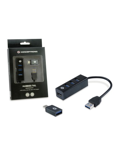 Conceptronic HUBBIES04B hub di interfaccia USB 3.2 Gen 1 (3.1 Gen 1) Type-A 5000 Mbit s Nero