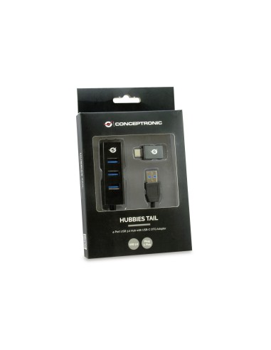 Conceptronic HUBBIES04B hub di interfaccia USB 3.2 Gen 1 (3.1 Gen 1) Type-A 5000 Mbit s Nero