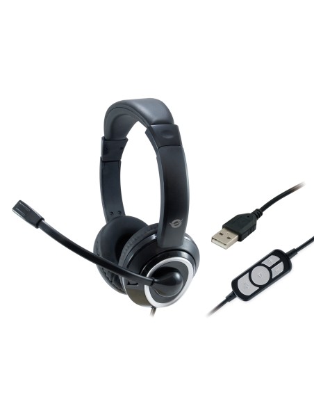 Conceptronic POLONA Auricolare Cablato A Padiglione Musica e Chiamate USB tipo A Nero