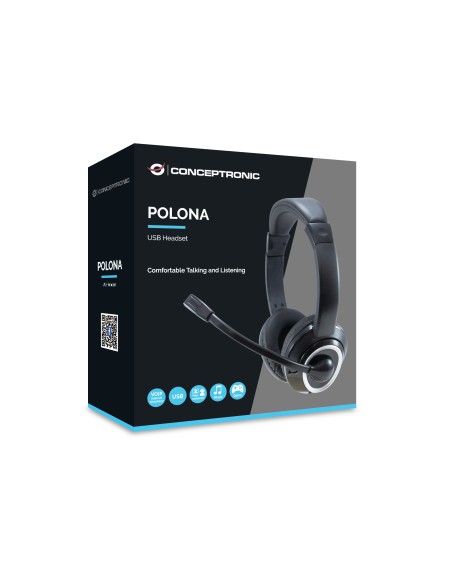 Conceptronic POLONA Auricolare Cablato A Padiglione Musica e Chiamate USB tipo A Nero