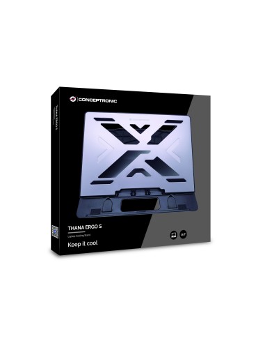 Conceptronic THANA ERGO S, Laptop Cooling Stand Supporto per computer portatile Grigio 39,6 cm (15.6")