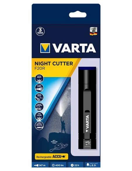 Varta Night Cutter F20R Nero Torcia a mano LED