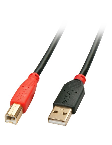 Lindy 42761 cavo USB 10 m USB 2.0 USB A USB B Nero, Rosso