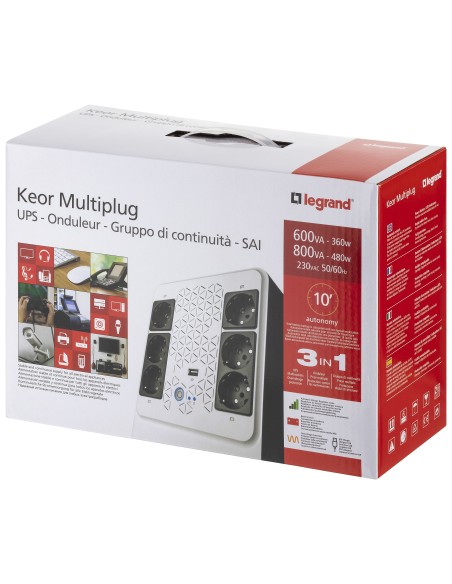 Legrand Keor ASI MULTIPLUG 800 GR A linea interattiva 0,8 kVA 480 W 6 presa(e) AC