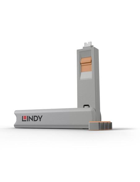 Lindy 40428 clip sicura Chiave bloccaporta USB tipo-C Grigio, Arancione 4 pz