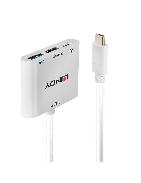 Lindy 43274 hub di interfaccia USB 3.2 Gen 1 (3.1 Gen 1) Type-C Bianco