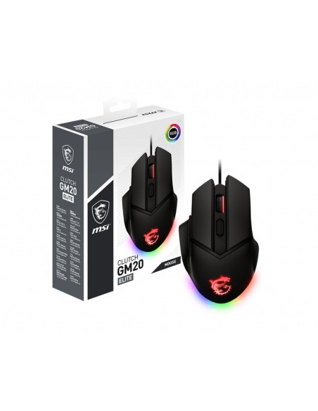 MSI Clutch GM20 Elite mouse Mano destra USB tipo A Ottico 6400 DPI