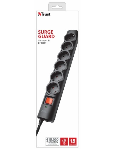 Trust 21061 protezione da sovraccarico Nero 6 presa(e) AC 1,8 m