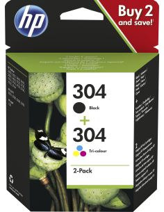 HP Confezione da 2 cartucce di inchiostro nero in tricromia originali 304 2