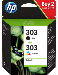 HP Confezione da 2 cartucce di inchiostro nero in tricromia originali 303 2