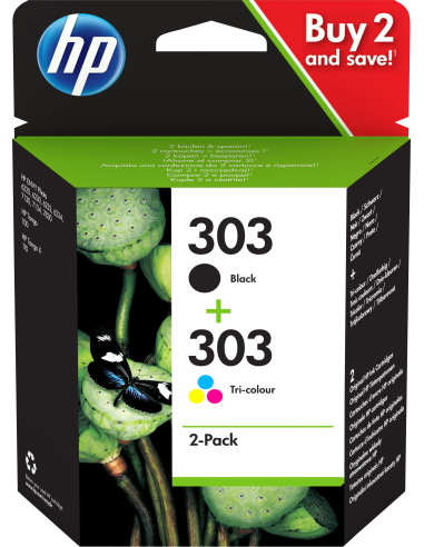 HP Confezione da 2 cartucce di inchiostro nero in tricromia originali 303