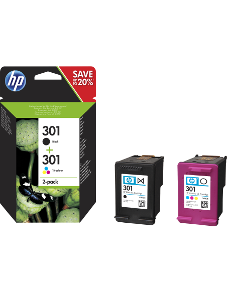 HP Confezione da 2 cartucce originali di inchiostro nero tricromia 301