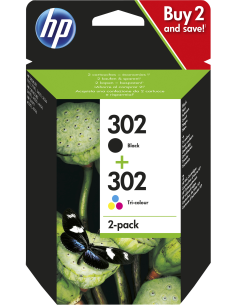 HP Confezione da 2 cartucce d'inchiostro nero tricromia originali 302 2