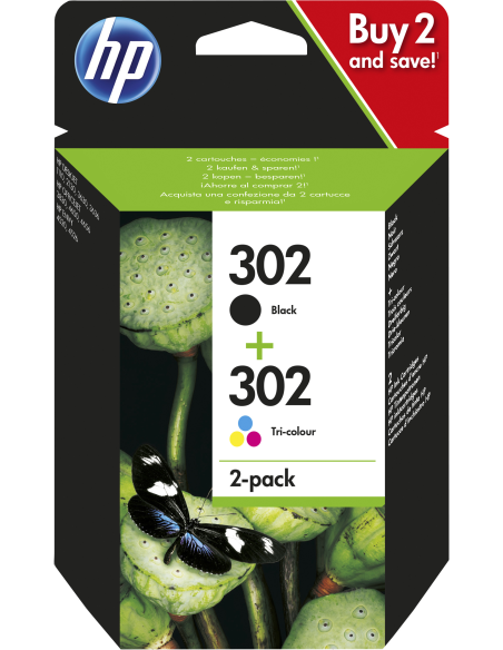 HP Confezione da 2 cartucce d'inchiostro nero tricromia originali 302