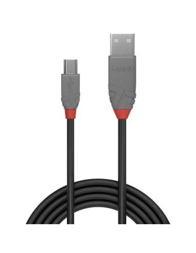 Lindy 36722 cavo USB 1 m USB 2.0 USB A Mini-USB B Nero, Grigio