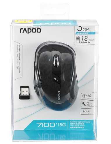 Rapoo 7100 Mouse ottico wireless ergonomico 1000DPI – nero (10829)