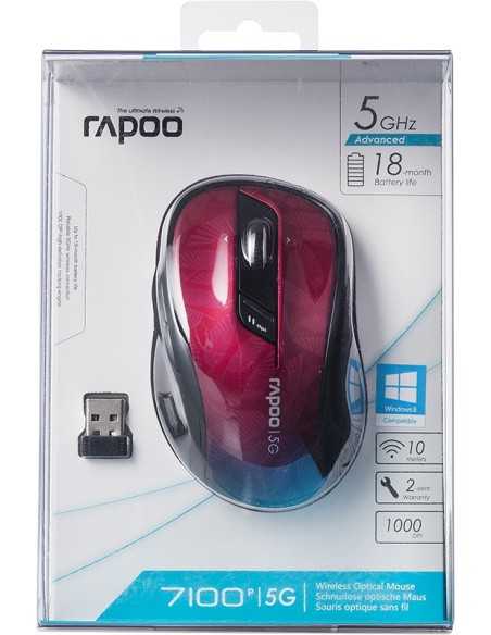 Rapoo 7100 Mouse ottico wireless ergonomico 1000DPI – rosso (10830)