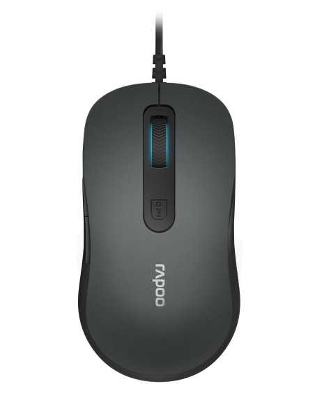 Rapoo N3610 – Mouse ottico con cavo USB, 1000 DPI – Mano destra - grigio