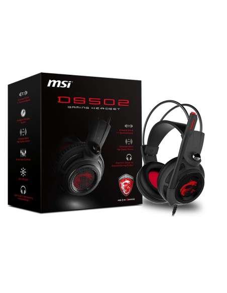 MSI DS502 GAMING HEADSET cuffia e auricolare Cablato A Padiglione Giocare Nero, Rosso