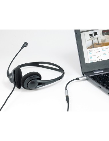 Equip 133474 cavo per cellulare Nero, Argento 0,15 m USB-C 3,5 mm