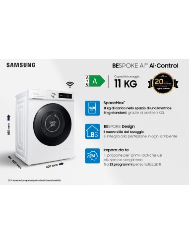 Samsung Lavatrice BESPOKE AI™ 11Kg WW11BB704DGW