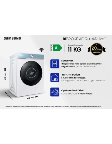 Samsung Lavatrice BESPOKE AI™ QuickDrive™ 11Kg WW11BB944DGM
