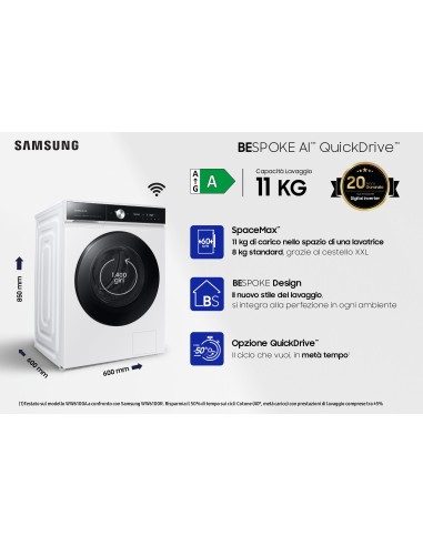 Samsung Lavatrice BESPOKE AI™ QuickDrive™ 11Kg WW11BB944DGE